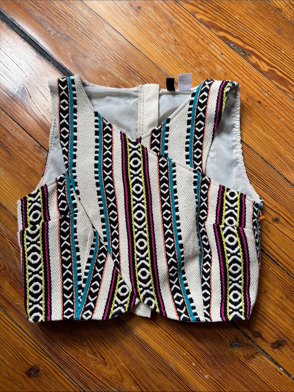 H&M Cropped Vest with Colorful Embroidered Stripes